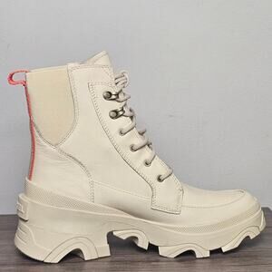 Sorel Women's Brex Lace Boot Size 8.5  Bleached Ceramic/Orange #1951211 NEW